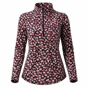 Gently Used T By Talbots On The Move Floral Red Pink Black Half Zip Top Small
